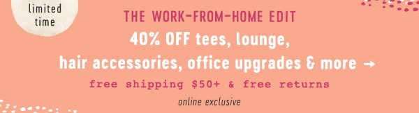 Shop 40% off select styles plus free standard shipping on orders over $50.