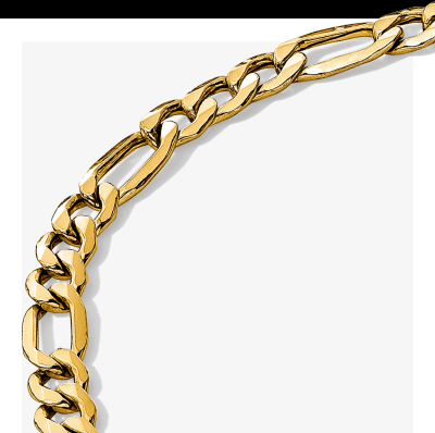 Hollow Figaro Link Necklace 14K Yellow Gold 22''