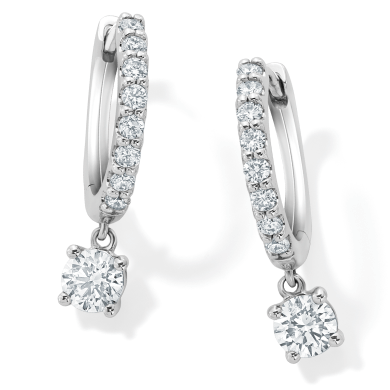 Lab-Grown Diamonds by KAY Dangle Hoop Earrings 1 ct tw 10K White Gold