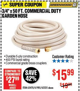 3/4 in. x 50 ft. Commercial Duty Garden Hose