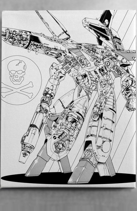 Robotech Guardian Black and White Canvas Wall Art