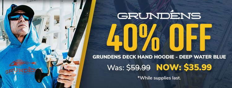 40% OFF Grundens Deck Hand Hoodie - Deep Water Blue