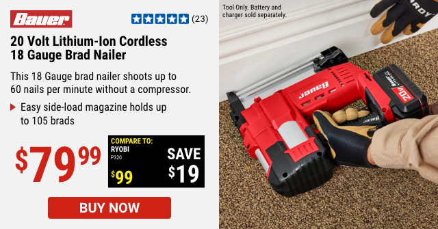 20 Volt Lithium-Ion Cordless 18 Gauge Brad Nailer