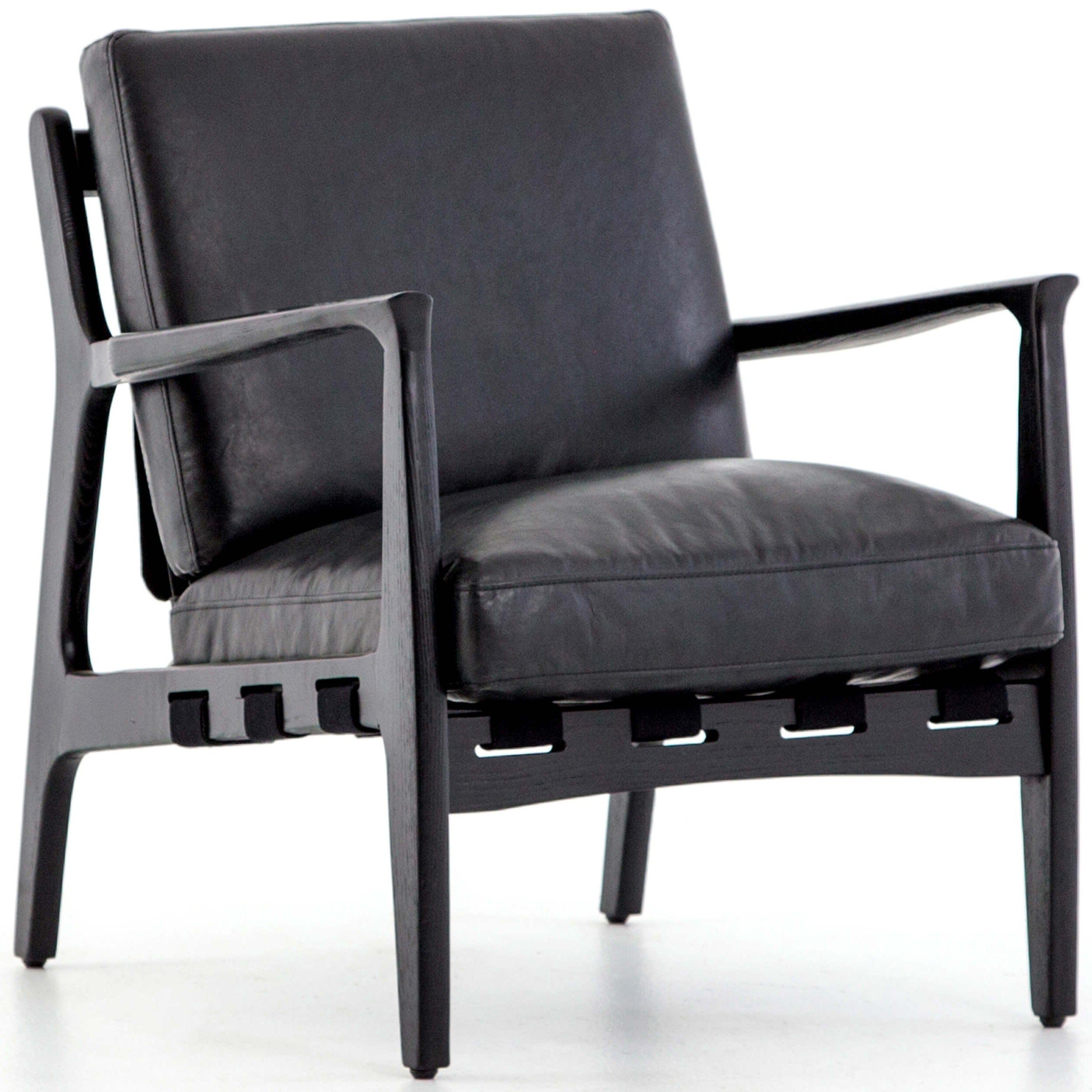 Image of Silas Leather Chair, Aged Black