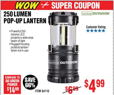 LUMINAR OUTDOOR 250 Lumen Compact Pop-Up Lantern for $4.99