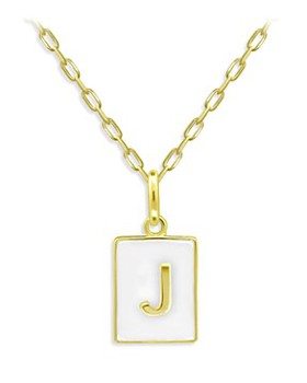 Rectangle Initial Pendant in 18K Gold-Plated Sterling Silver, 15.5" - Exclusive 