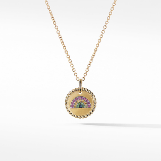 Cable Collectibles® Rainbow Necklace with Pink Sapphires, Yellow Sapphires, and Tsavorite in 18K Gold