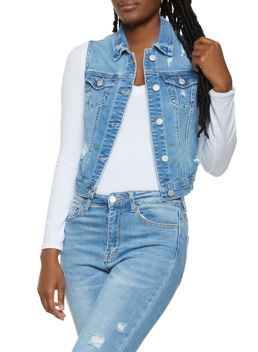 WAX Distressed Denim Vest