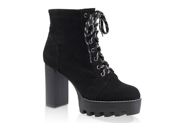 Lace Up Platform High Heel Booties