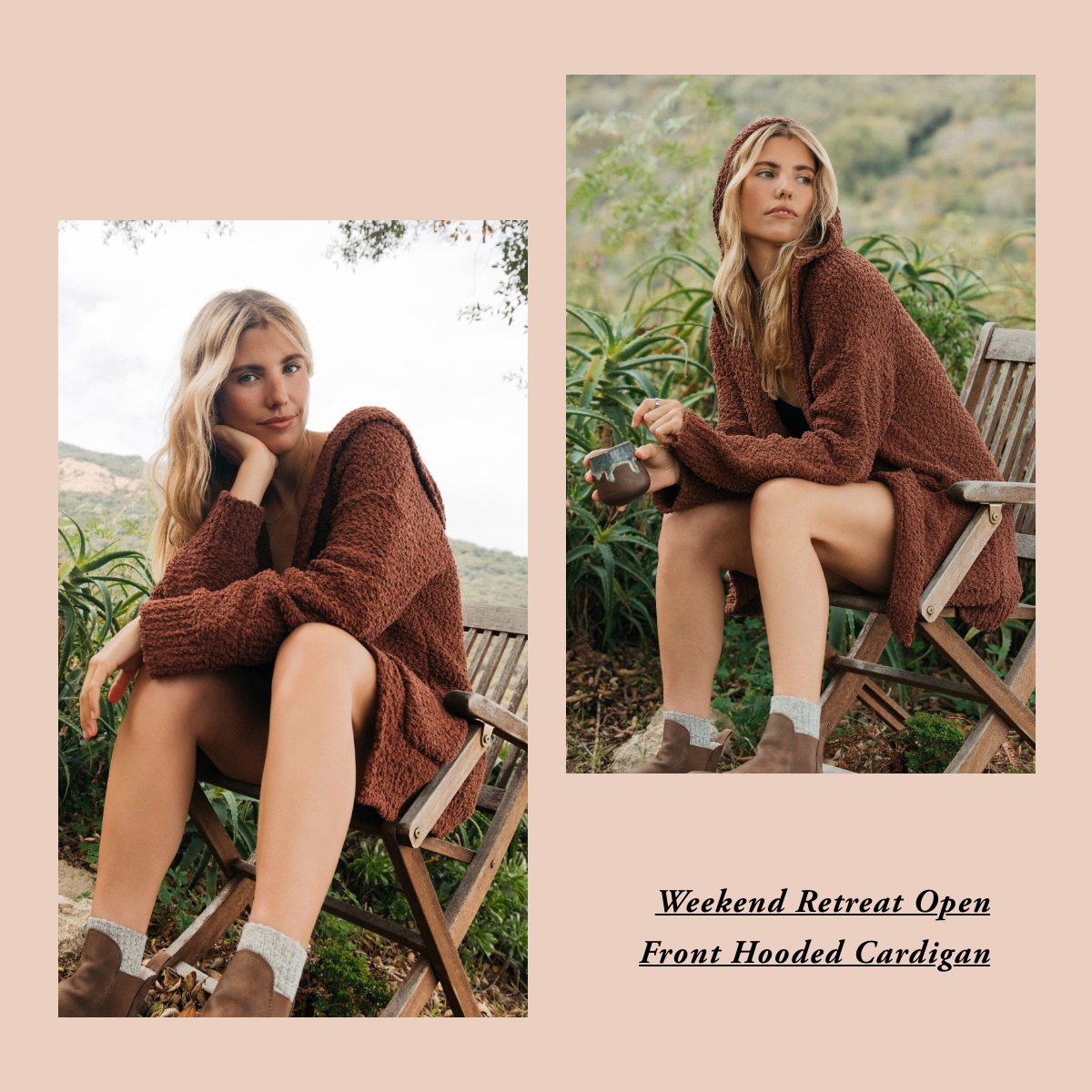 Weekend Retreat Open Front Hooded Cardigan