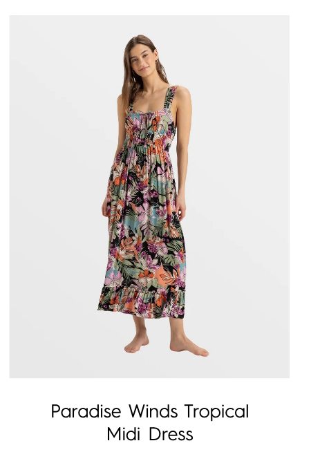 Paradise Winds Tropical Midi Dress