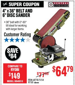 View 4 in. x 36 in. Belt/6 in. Disc Sander