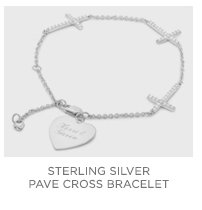 Sterling Silver Pave Cross Bracelet