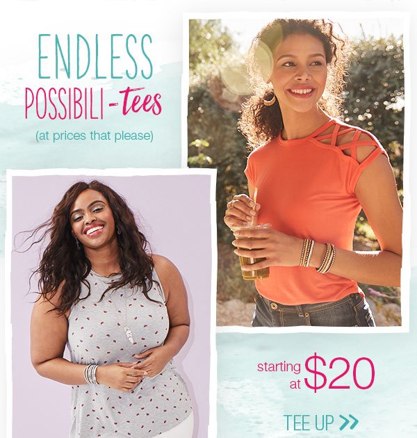 Endless possibili-tees (at prices that please). Starting at $20. Tee up.