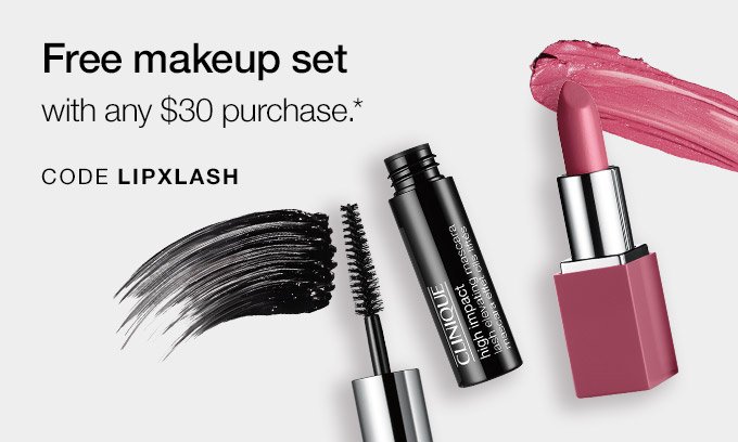 Free makeup set with any $30 purchase.* CODE LIPXLASH