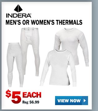 INDERA MILLS MEN'S OR WOMEN'S THERMALS 