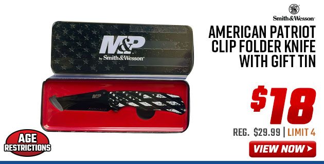 S&W American Patriot Clip Folder Knife with Gift Tin 