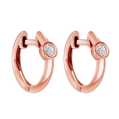 Shlomit Rogel Rose-Gold and Diamond Huggie Hoop Earrings, 2021