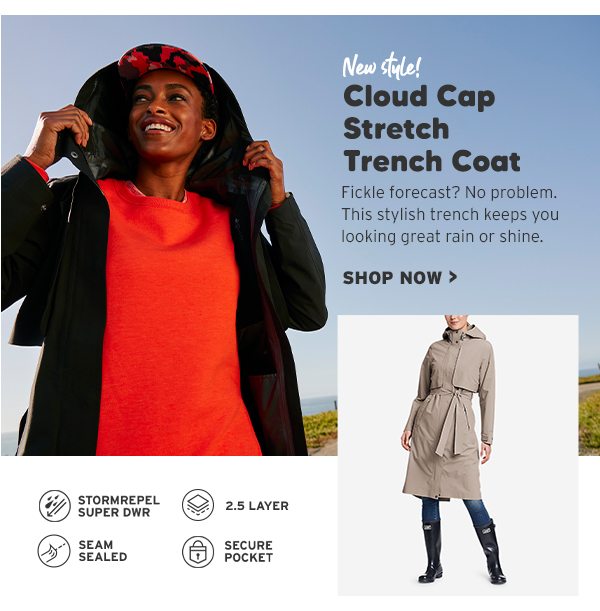 cloud cap stretch trench coat