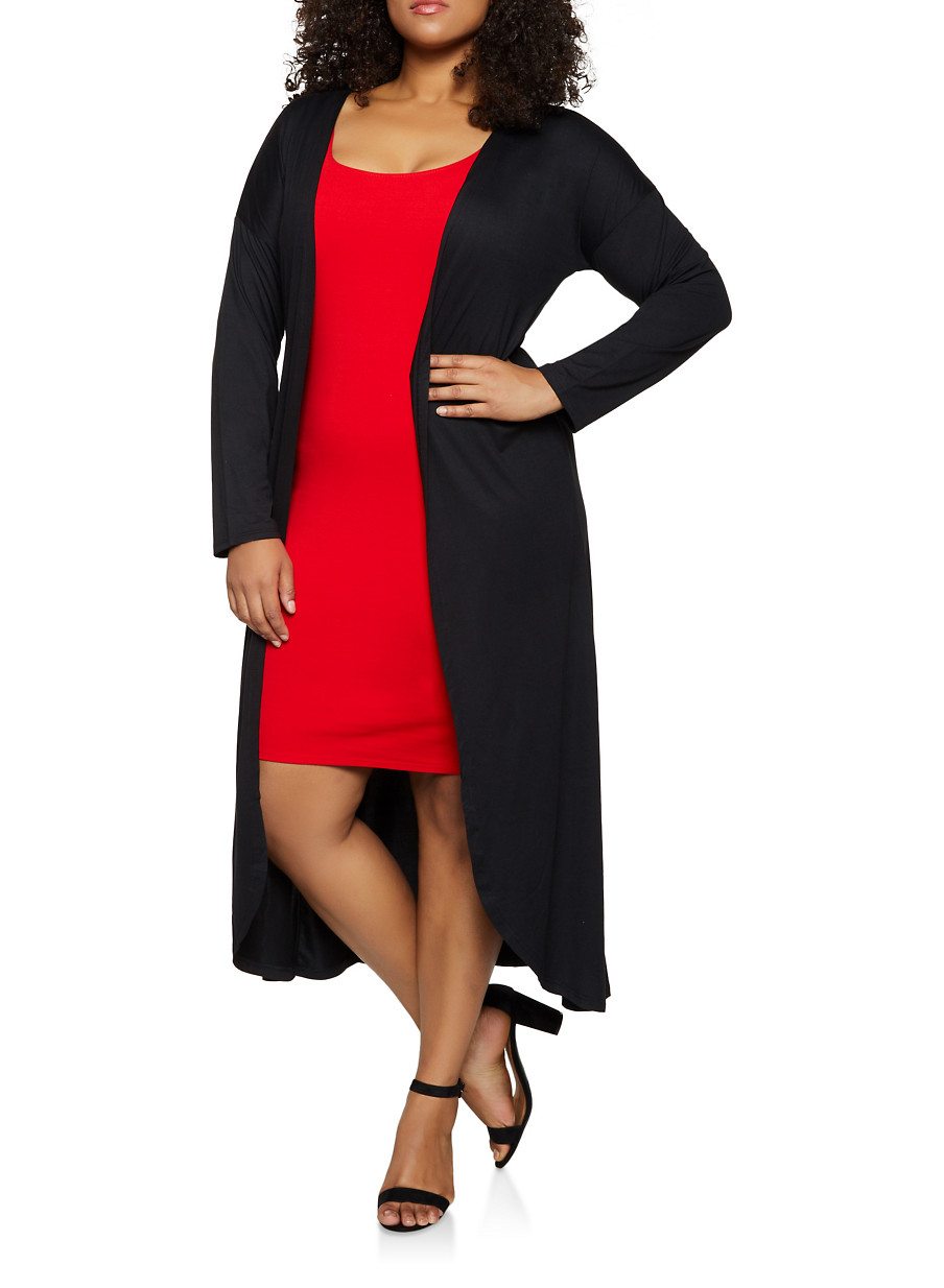 Plus Size Soft Knit Long Sleeve Duster