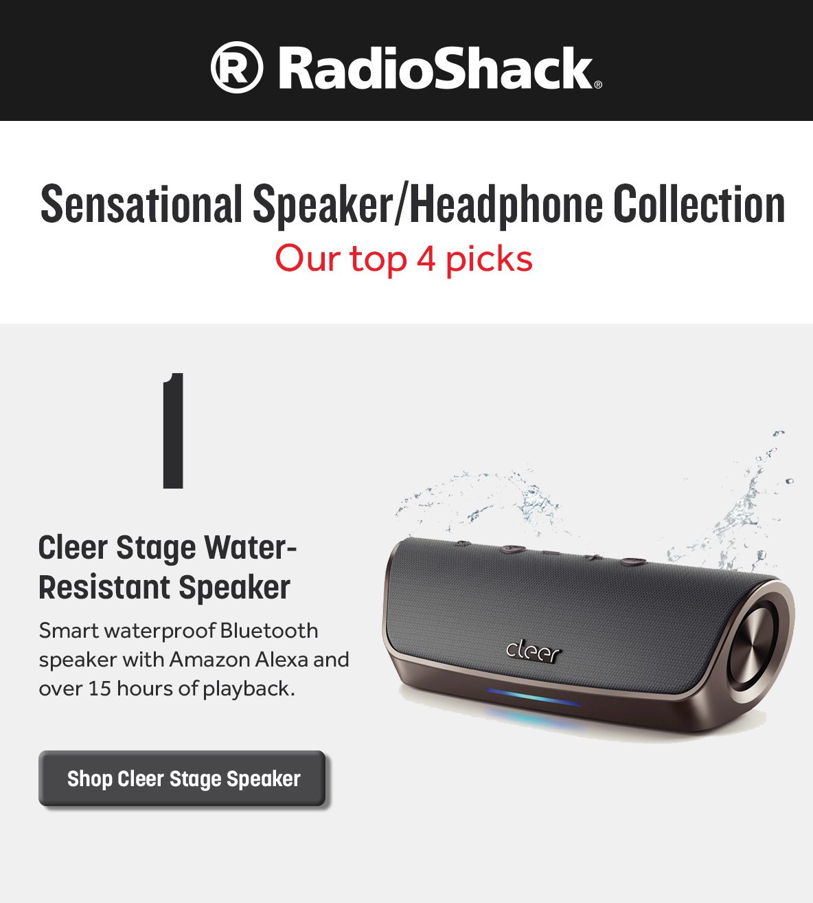 Cleer STAGE Water-Resistant Smart Bluetooth Speaker with Amazon Alexa - Gray
