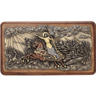 Bronze Joan of Arc Into Battle Wall Plaque