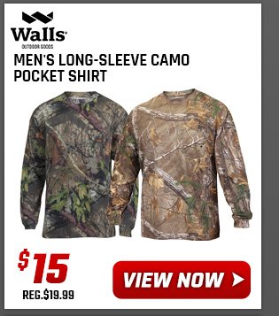 Walls Men's Long-Sleeve Camo Pocket Shirt