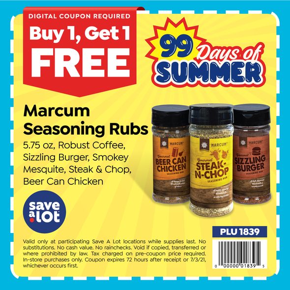 Buy 1 Get 1 Marcum Seasoning Rubs Free at Save A Lot