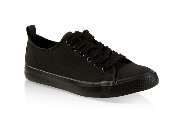 Faux Leather Lace Up Tennis Sneakers