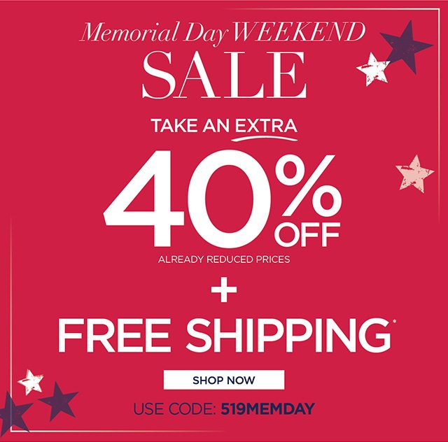 Memorial Day Weekend Sale - code: 519MEMDAY