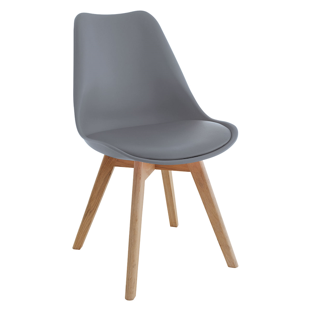 JERRY Grey dining chair with solid oak legs