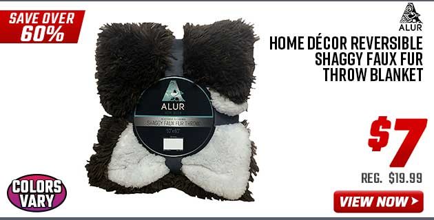 Alur Home Décor Reversible Shaggy Faux Fur Throw Blanket