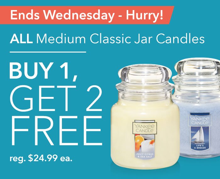 Buy 1, Get 2 FREE All Medium Classic Jar Candles