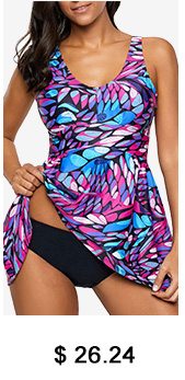 Scoop Neck Printed Swimdress and Black Panty