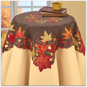 Leaves and Berries Fall Embroidered Table Linens