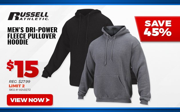 RUSSELL ATHLETIC MEN'S DRI-POWER FLEECE PULLOVER HOODIE