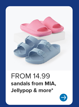 Image of pink shoes and blue shoes. From $14.99 sandals from MIA, Jellypop and more.