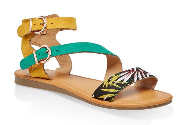 Asymmetrical Double Ankle Strap Sandals