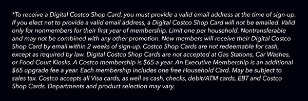 Digital Costco Shop Card Disclaimer | Terms & Conditions Apply - See Website for Details