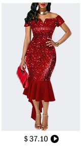 Asymmetric Hem Sequin Embellished Off the Shoulder Dress