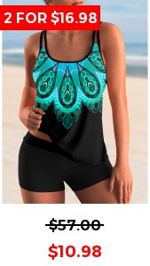 Tribal Print Spaghetti Strap Colorful Tankini Set