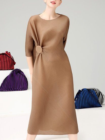 Daily Knot Front Solid Midi D...