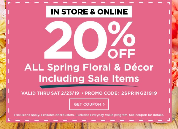 20% Off ALL Spring Floral & Décor Including Sale Items