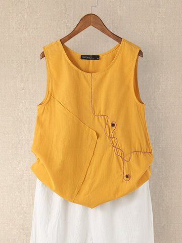 Button Embroidery Tank Top