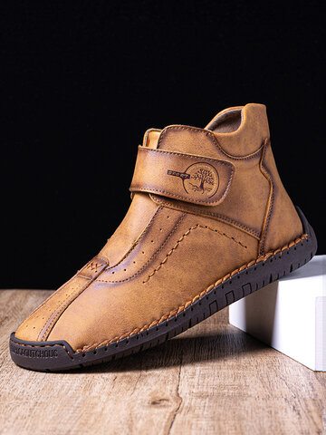 Men Hand Stitching Microfiber Leather Ankle Boots