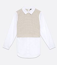 light-brown-dogtooth-boucle-2-in-1-vest-jumper-shirt