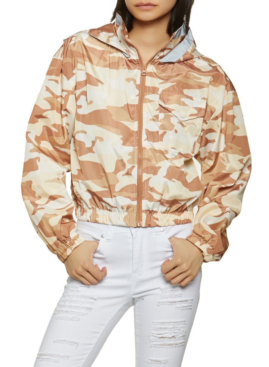 Camo Hooded Windbreaker Jacket