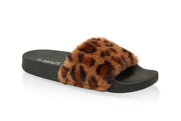 Faux Fur Band Pool Slides