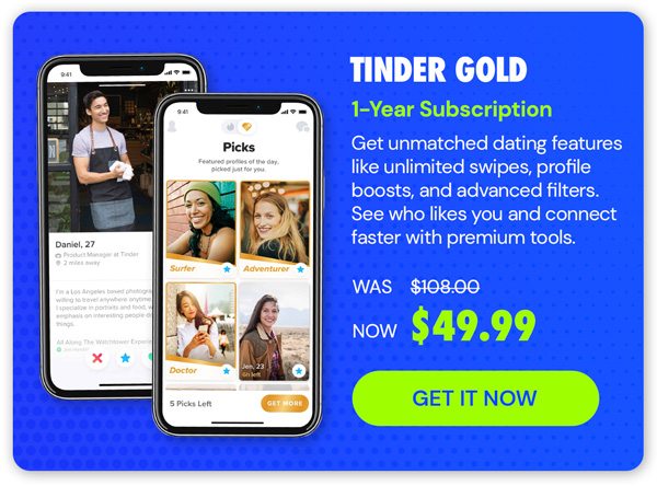 Tinder Gold: 1-Year Subscription