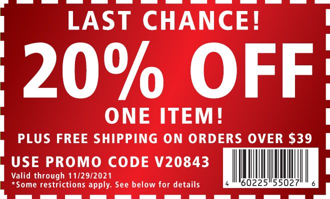 20% Off One Item Coupon, Last Chance